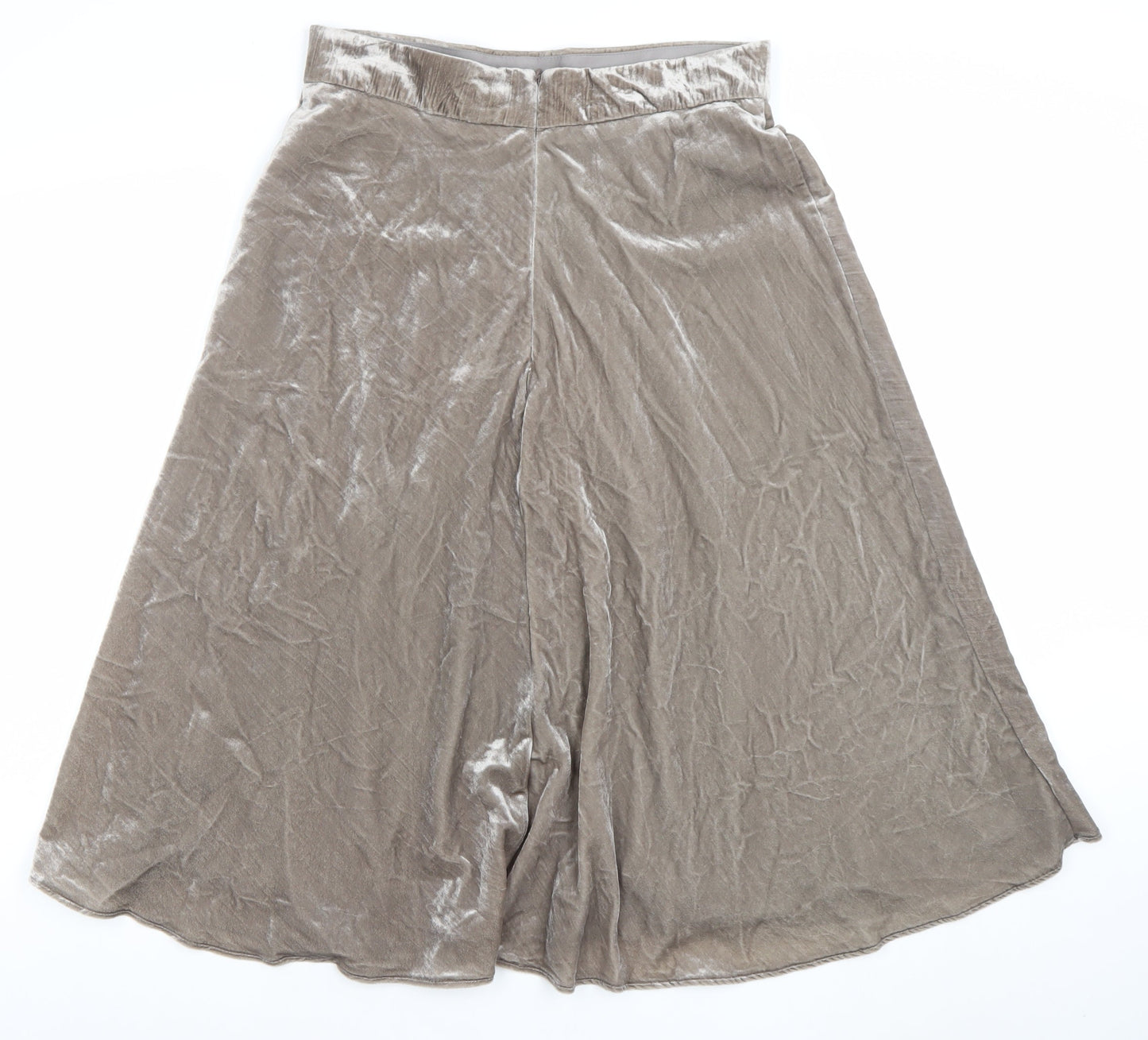 Marks and Spencer Women Beige Velvet A-Line Midi Skirt Size 12