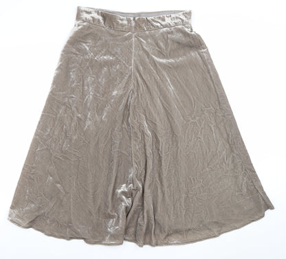 Marks and Spencer Women Beige Velvet A-Line Midi Skirt Size 12