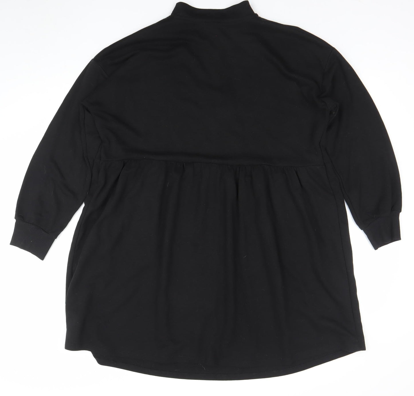 George Women’s Black Mickey Sweatshirt Dress L Long Sleeve Jersey Zip Neck