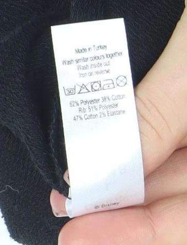 George Women’s Black Mickey Sweatshirt Dress L Long Sleeve Jersey Zip Neck