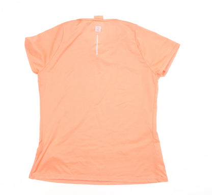Womens UK Size 10 DECATHLON Orange Running & Jogging Gym & Training Fitness T-Sh