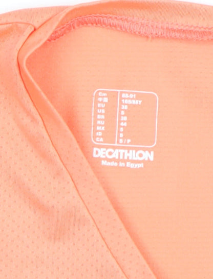 Womens UK Size 10 DECATHLON Orange Running & Jogging Gym & Training Fitness T-Sh