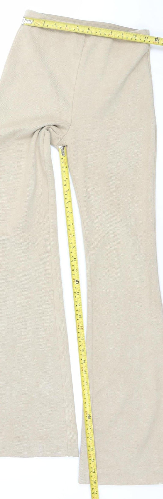 Stradivarius Women’s Beige Flared Jersey Trousers XS