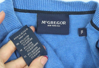 McGregor Men's Blue XL V-Neck Cotton Blend Jumper