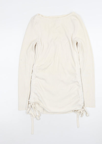 Womens UK Size 8 River Island Ivory Basic T-Shirt