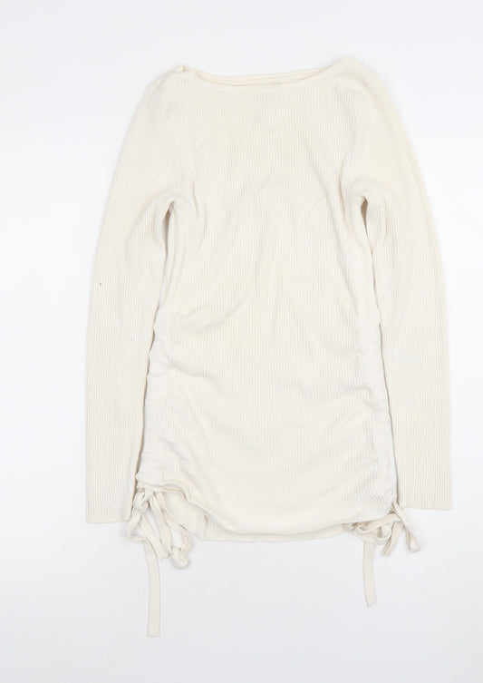 Womens UK Size 8 River Island Ivory Basic T-Shirt