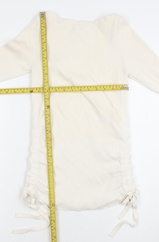 Womens UK Size 8 River Island Ivory Basic T-Shirt