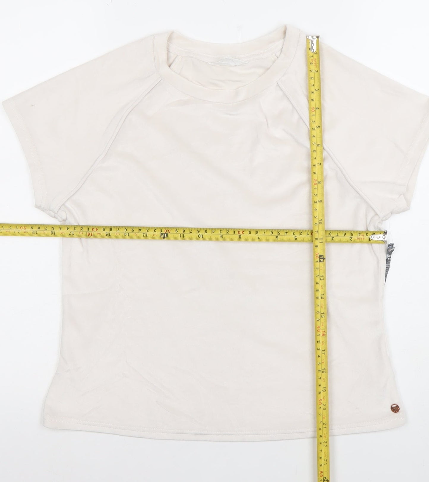Womens UK Size XL Danskin Beige Basic T-Shirt
