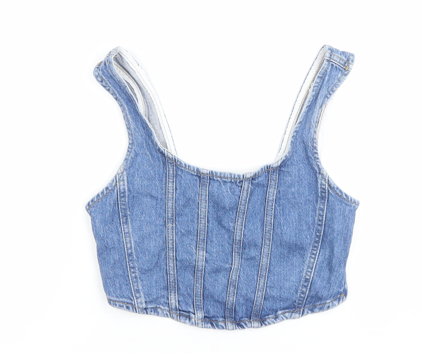 Womens UK Size XS Stradivarius Blue Cropped Tank