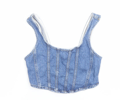 Womens UK Size XS Stradivarius Blue Cropped Tank