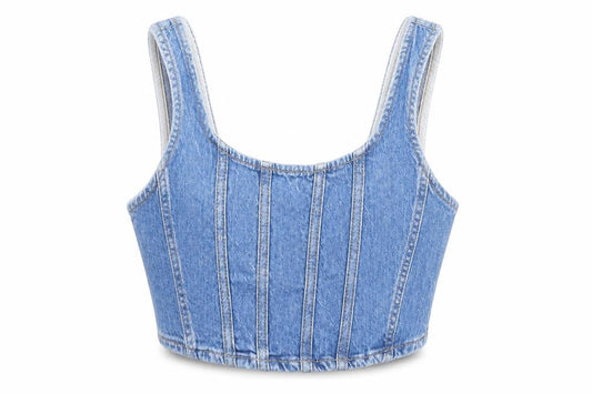 Womens UK Size XS Stradivarius Blue Cropped Tank