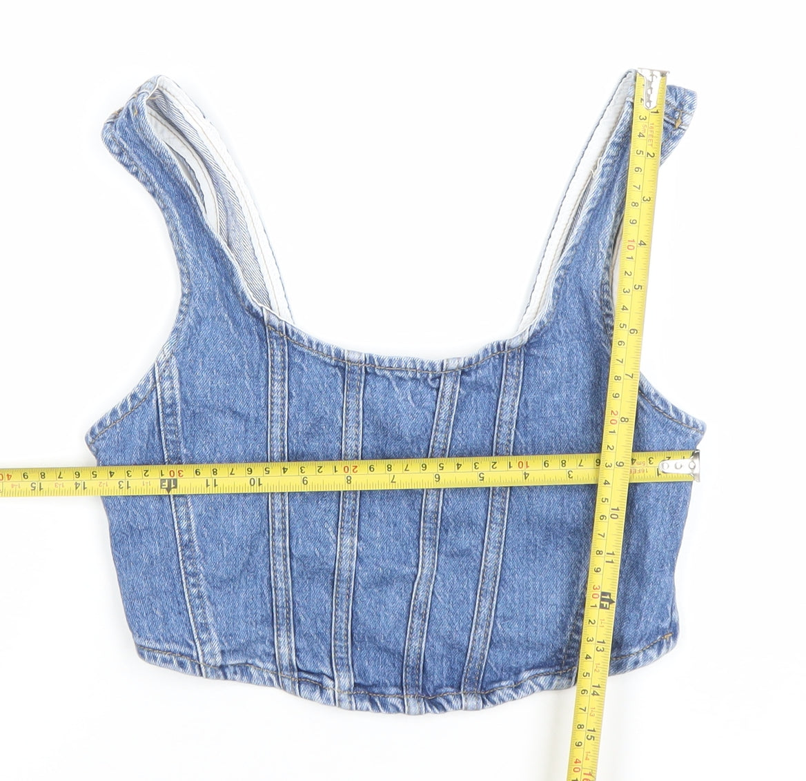 Womens UK Size XS Stradivarius Blue Cropped Tank