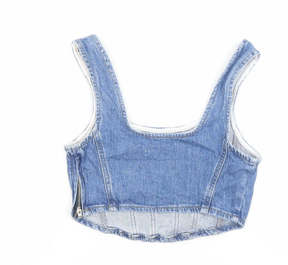 Womens UK Size XS Stradivarius Blue Cropped Tank