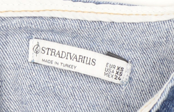 Womens UK Size XS Stradivarius Blue Cropped Tank
