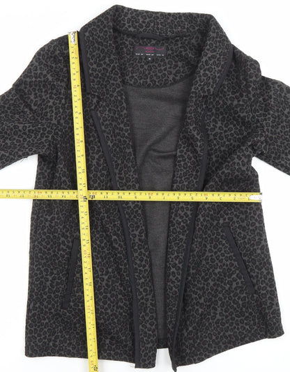 New Look Women Black Animal Print Blazer Size 10 Regular Fit