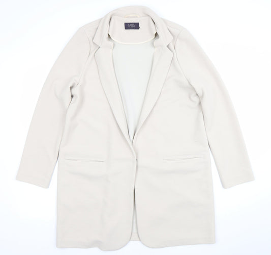 Marks and Spencer Women Ivory Size 14 Regular Fit Stretch Coatigan