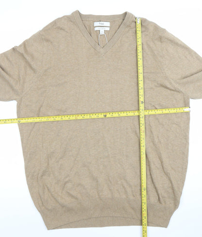 Marks and Spencer Men’s Beige Cotton V-Neck Jumper 2XL