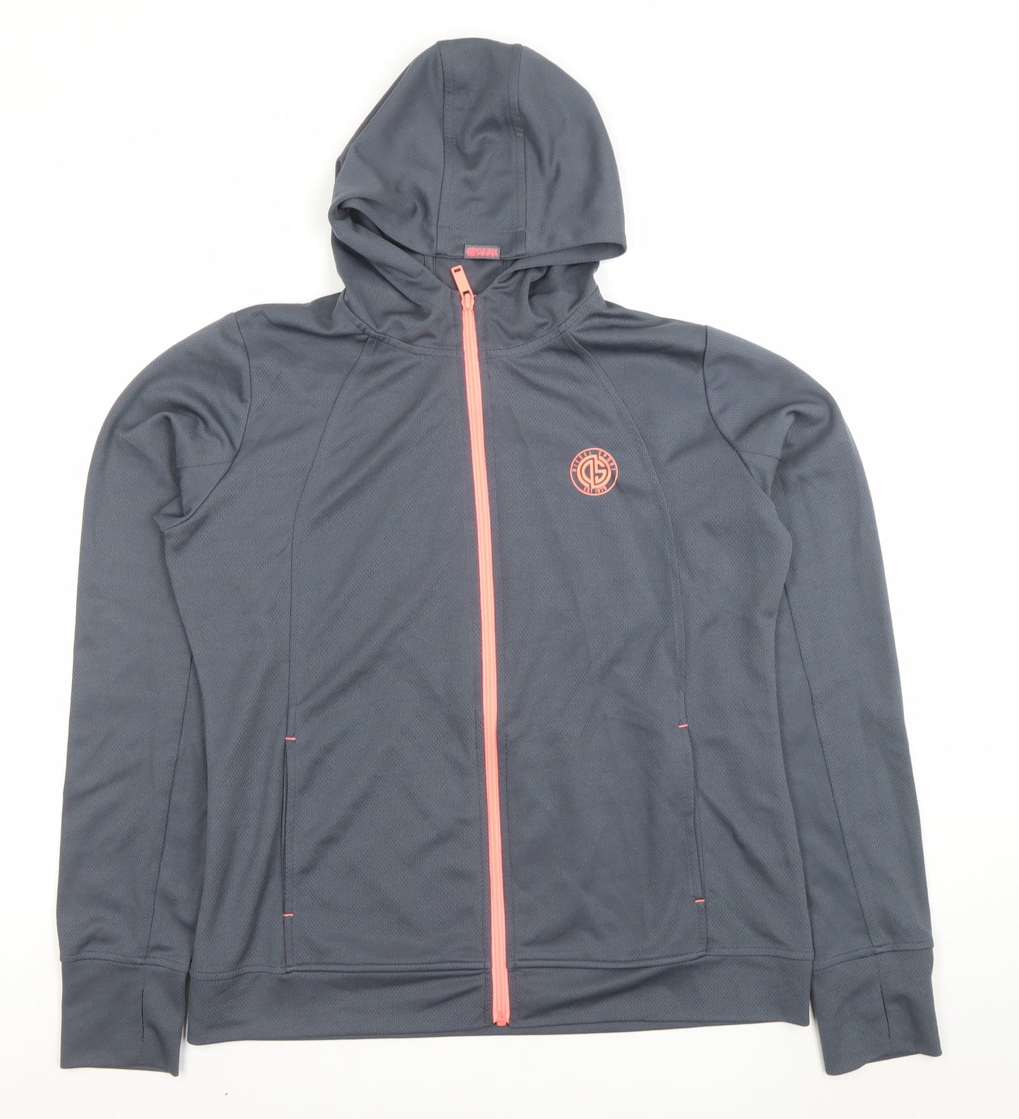 Womens UK Size XL Diesel Grey Full Zip Hoodie