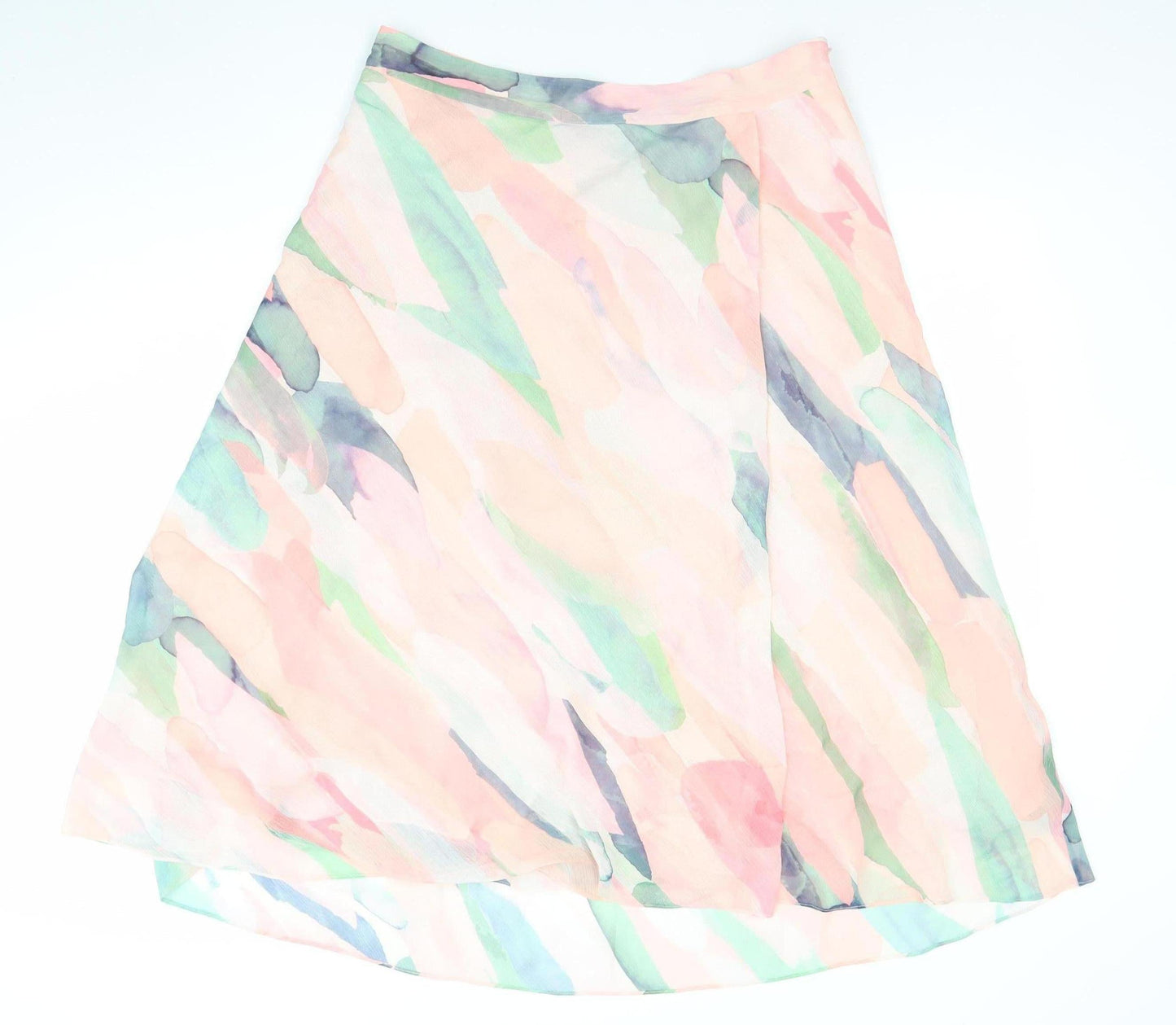 Jaeger Womens Multicoloured Silk A-Line Midi Skirt Size 16