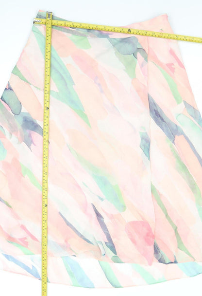Jaeger Womens Multicoloured Silk A-Line Midi Skirt Size 16