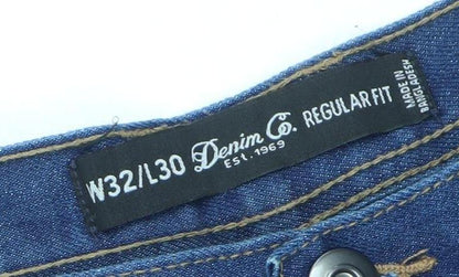 Denim Co. Men's Blue Regular Fit Straight Jeans W32 L30
