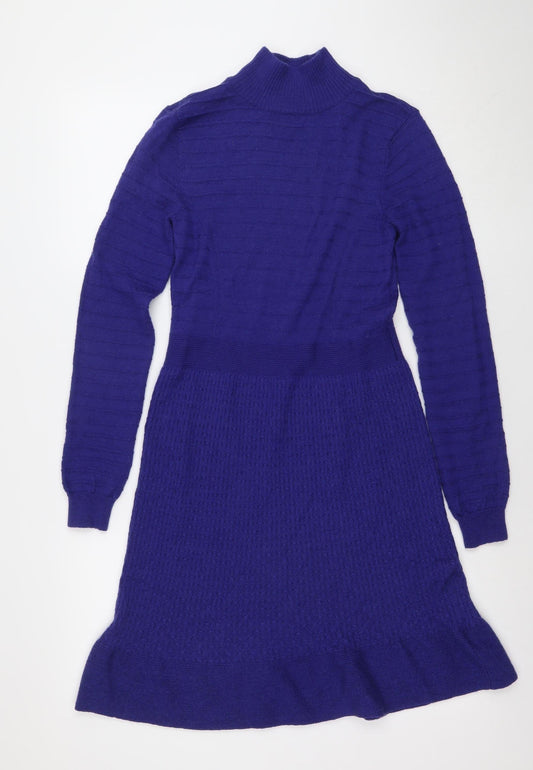 Fenn Wright Manson Women Blue Wool Jumper Dress Size 10 Long Sleeve