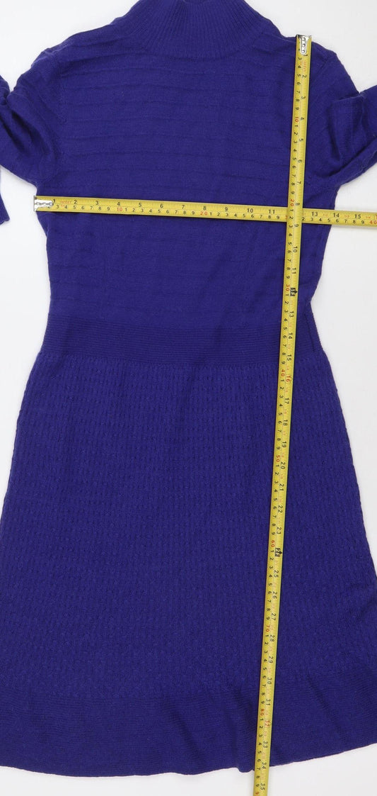 Fenn Wright Manson Women Blue Wool Jumper Dress Size 10 Long Sleeve
