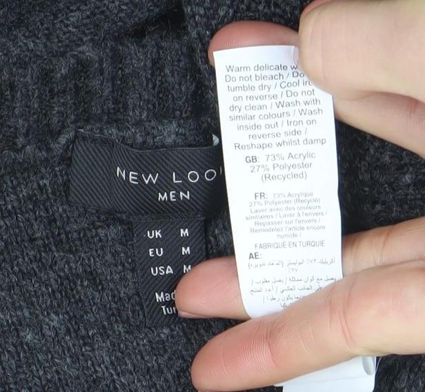 New Look Men’s Grey Cable Knit Crew Neck Jumper Size M