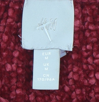 H&M Women's Red Chunky Knit Crew Neck Jumper Size M