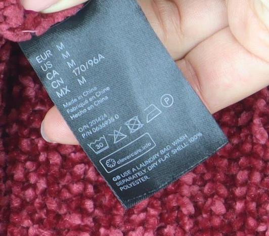 H&M Women's Red Chunky Knit Crew Neck Jumper Size M