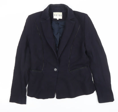 Reiss Womens Blue Wool Tailored Blazer Jacket Size M