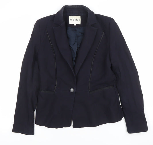 Reiss Womens Blue Wool Tailored Blazer Jacket Size M