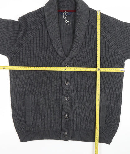 Tokyo Laundry Men’s Grey Chunky Knit Cardigan L Wool Blend