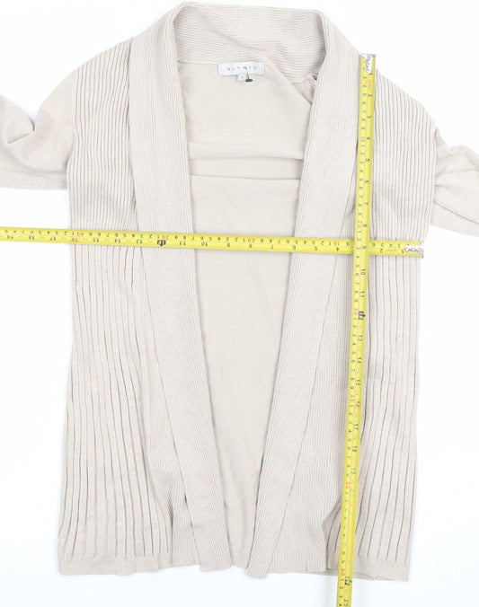 Nutmeg Women Beige Knit Open Cardigan Size 8 Long Sleeve