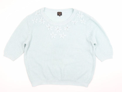 Womens UK Size L Luxe Knitwear Blue Pullover Jumper