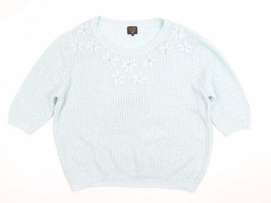 Womens UK Size L Luxe Knitwear Blue Pullover Jumper
