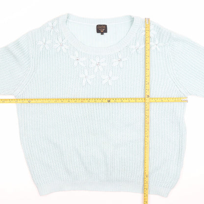 Womens UK Size L Luxe Knitwear Blue Pullover Jumper