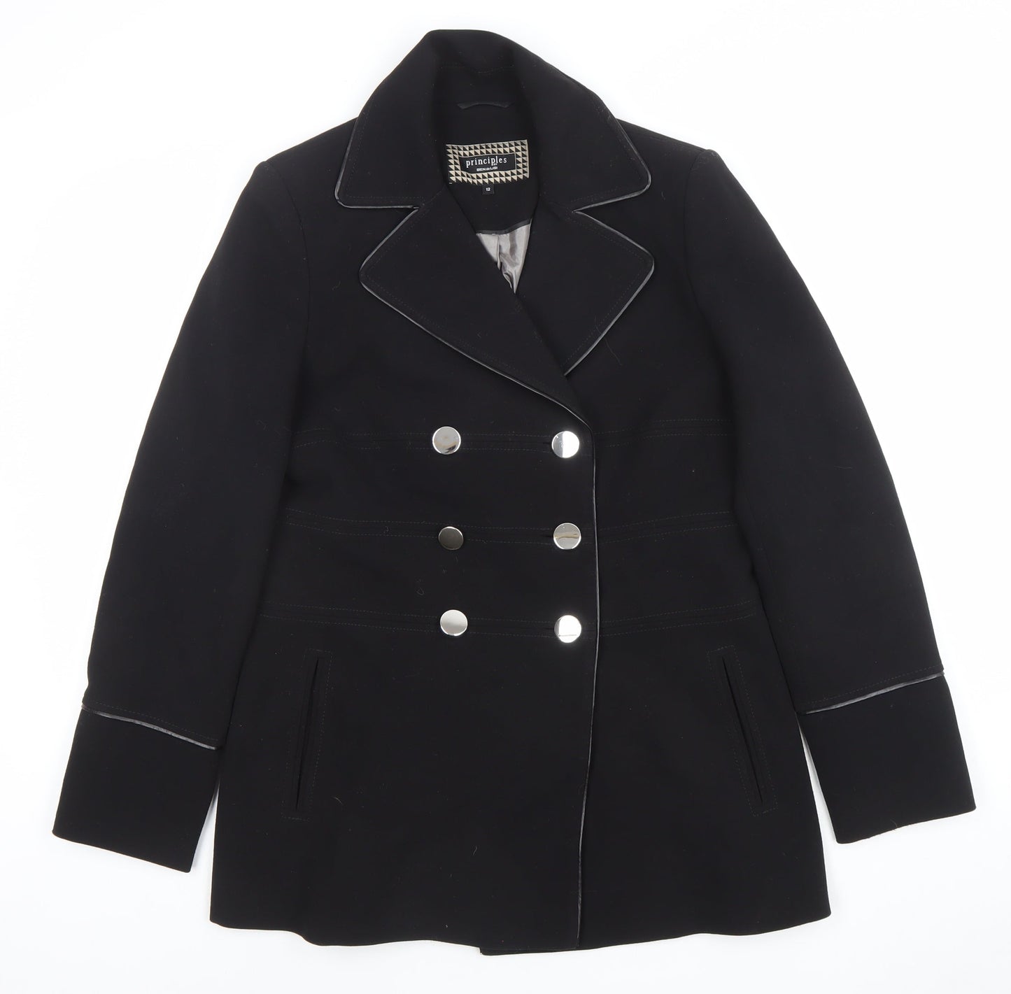 Womens UK Size 12 Principles by Ben de Lisi Black Pea Coat