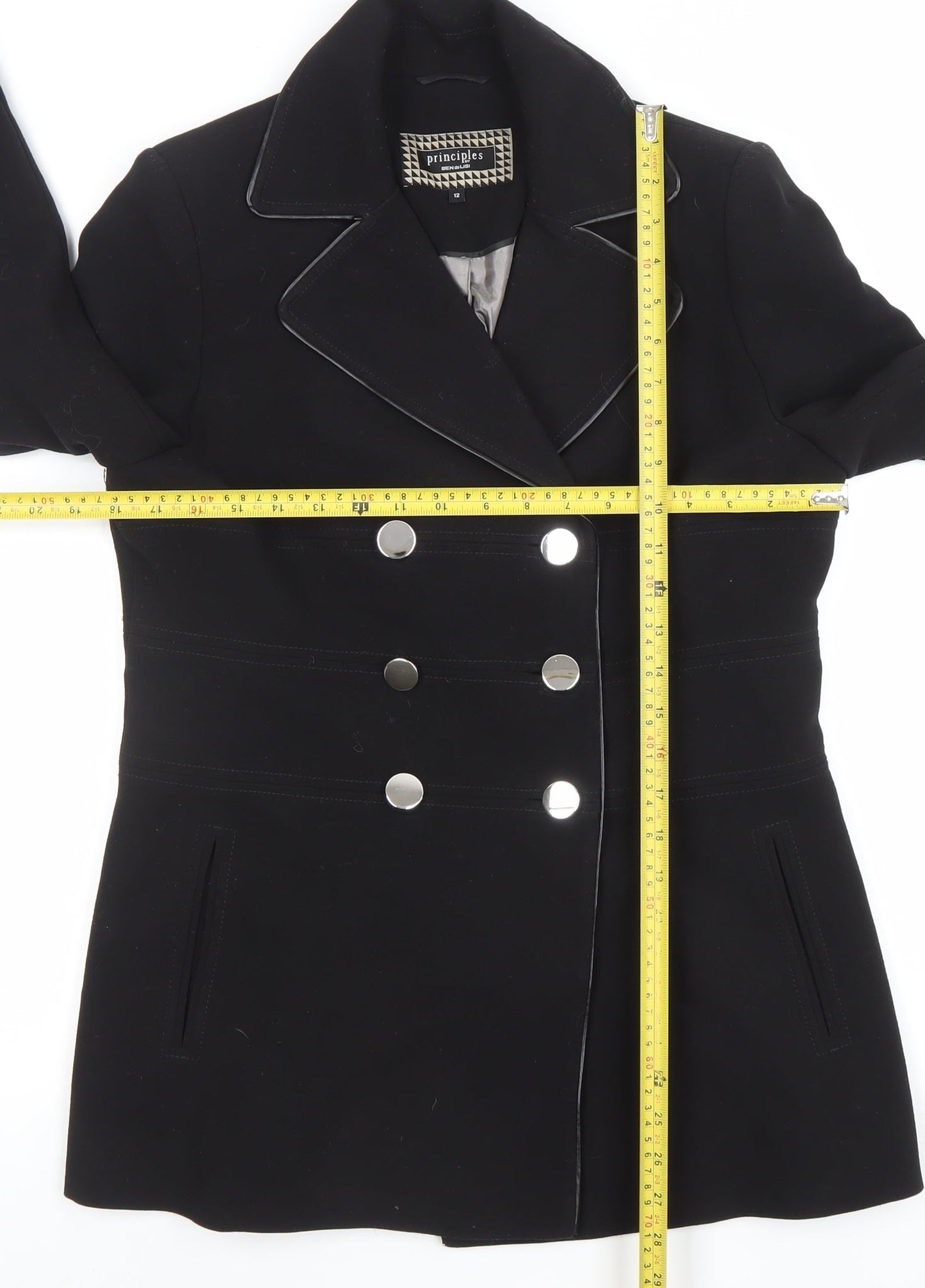 Womens UK Size 12 Principles by Ben de Lisi Black Pea Coat