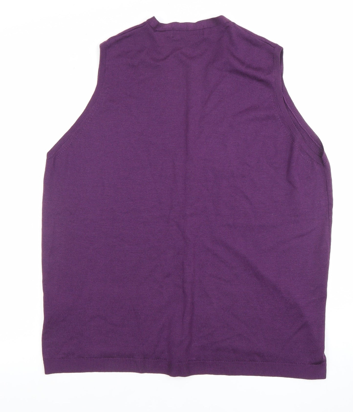 EWM Women Purple Lambswool Sleeveless V-Neck Button Vest Size L