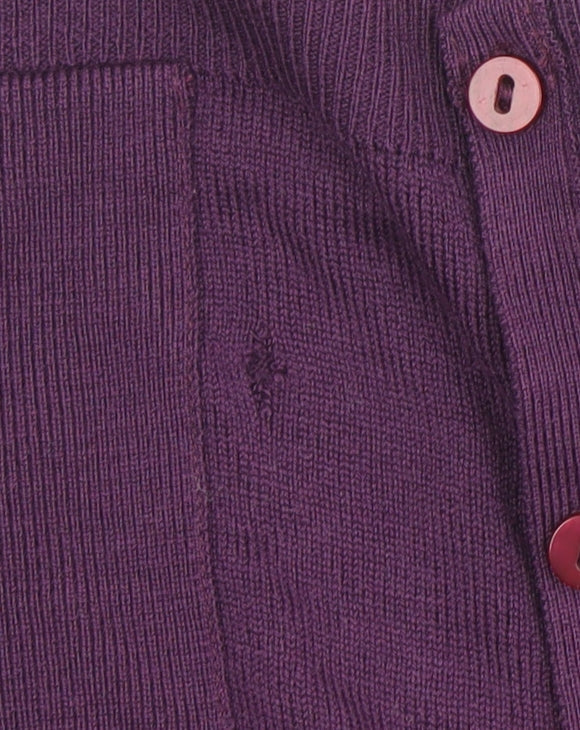 EWM Women Purple Lambswool Sleeveless V-Neck Button Vest Size L
