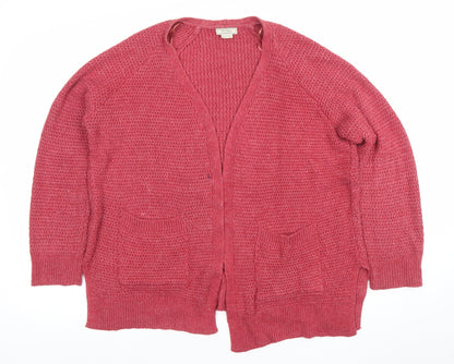 Fat Face Women’s Pink Chunky Knit V-Neck Cardigan Size 12