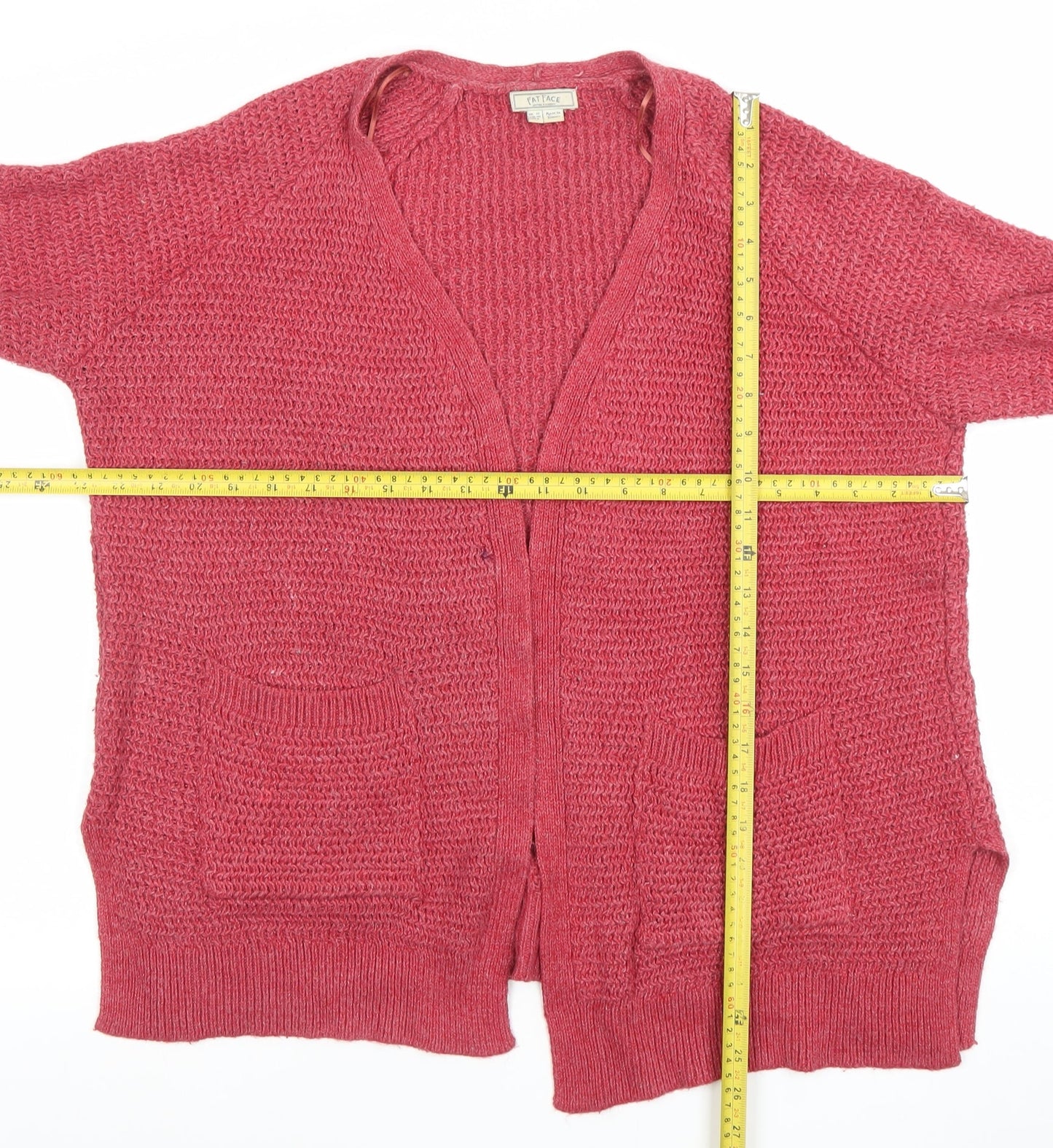 Fat Face Women’s Pink Chunky Knit V-Neck Cardigan Size 12