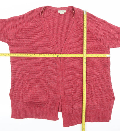 Fat Face Women’s Pink Chunky Knit V-Neck Cardigan Size 12