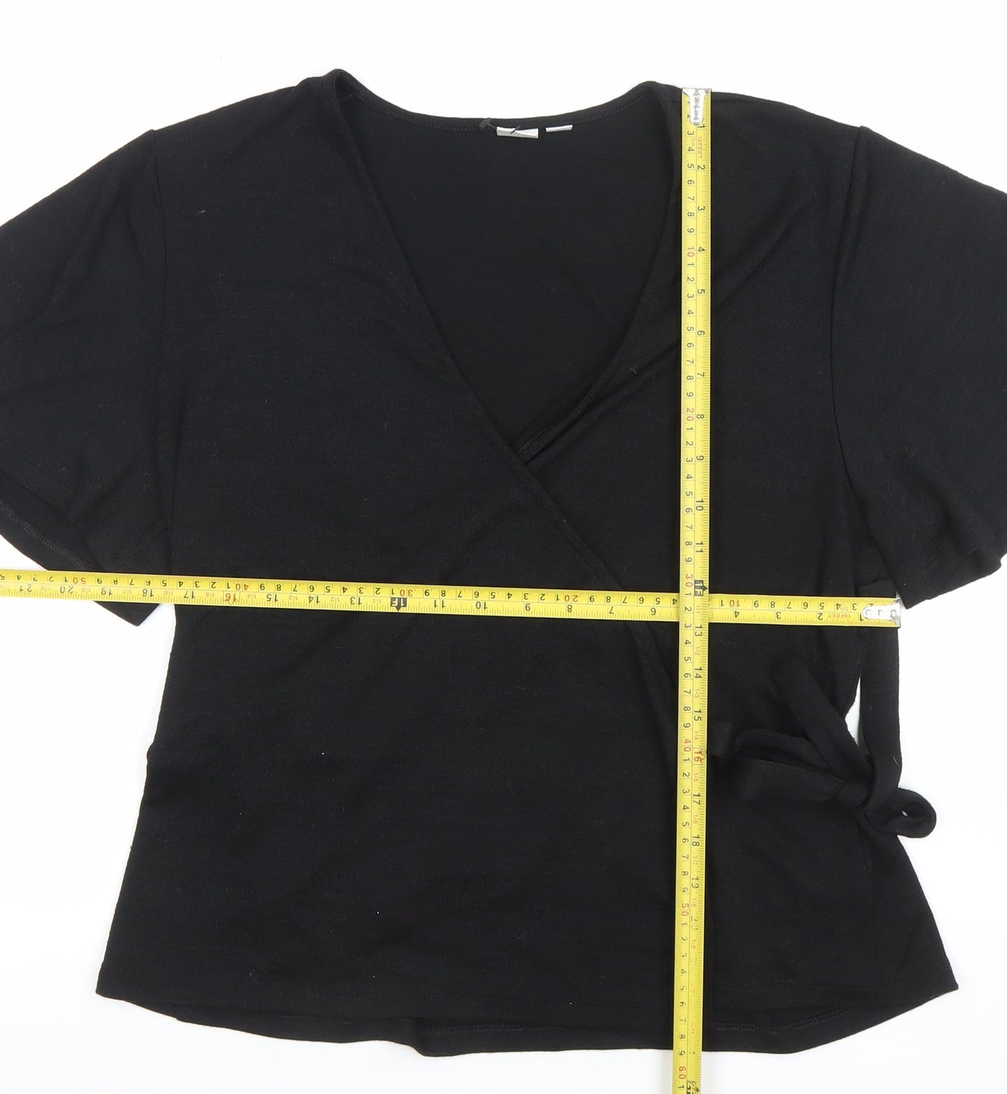 GAP Womens Black Wrap V-Neck Short Sleeve Cotton Jumper XL