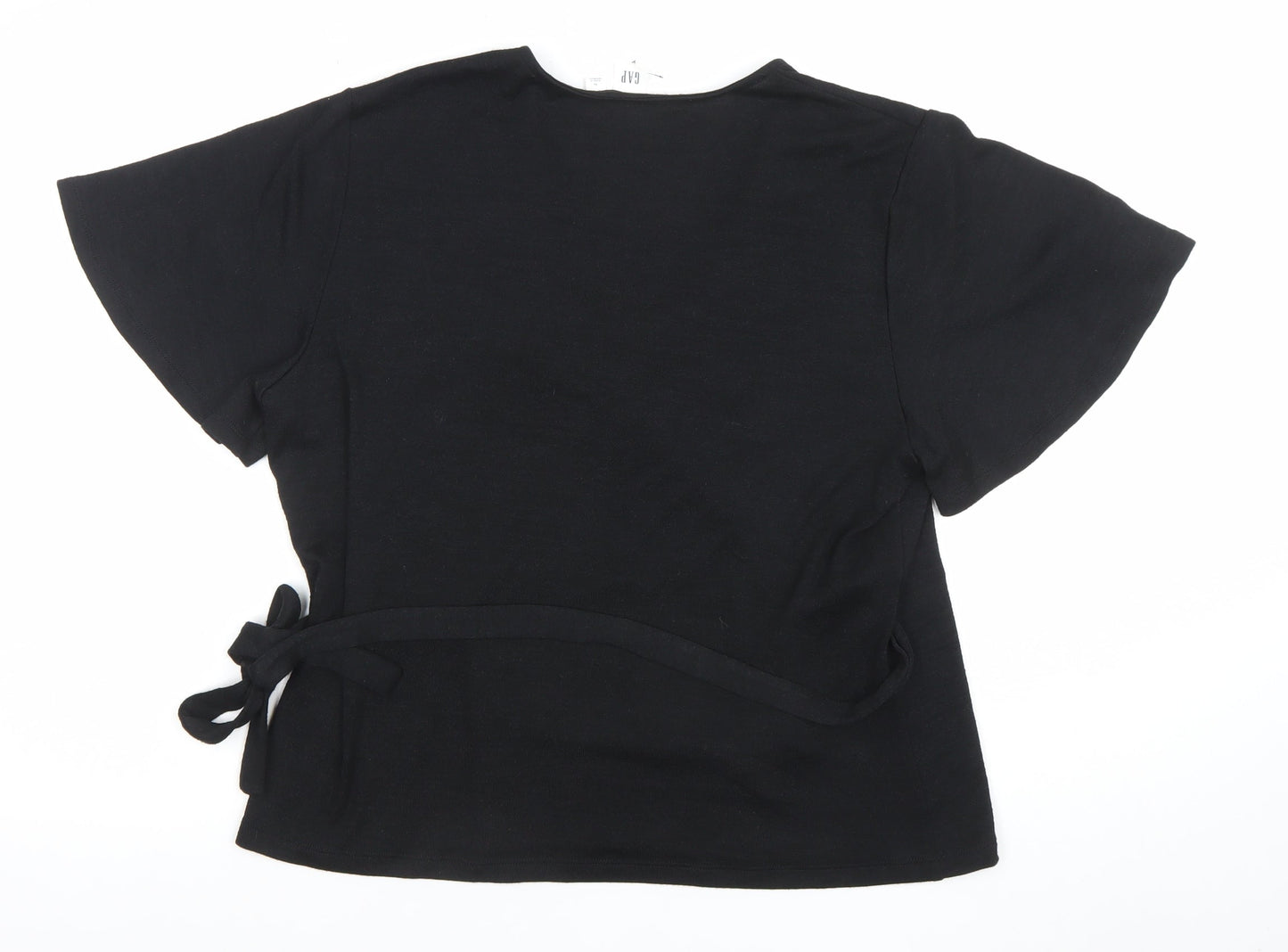 GAP Womens Black Wrap V-Neck Short Sleeve Cotton Jumper XL