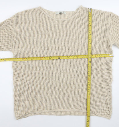 George Women's Beige Metallic Open-Knit Pullover Jumper L