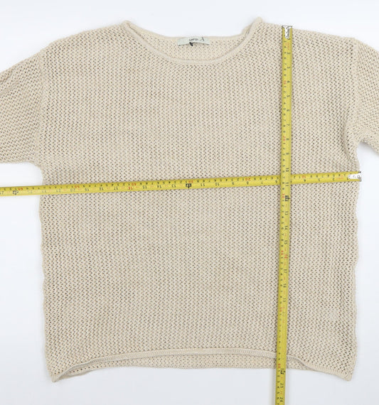 George Women's Beige Metallic Open-Knit Pullover Jumper L