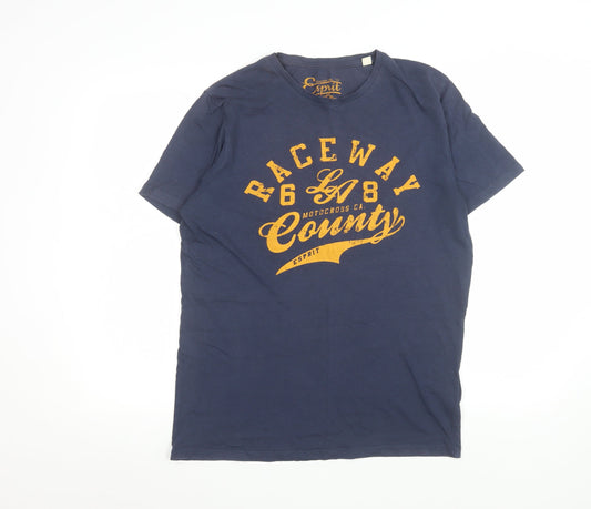 Esprit Women Navy Blue Slim Fit Graphic T-Shirt Size L