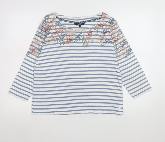 Maine New England Women's Blue Striped Boat Neck 3/4 Sleeve T-Shirt Size 18
